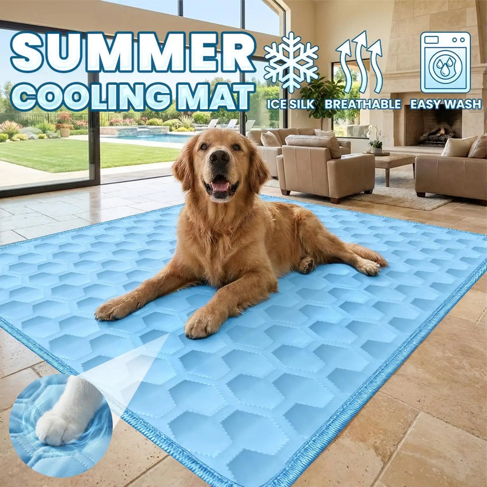 Tapis Rafraîchissant Chien Motif Nid d'Abeille, du S au 2XL