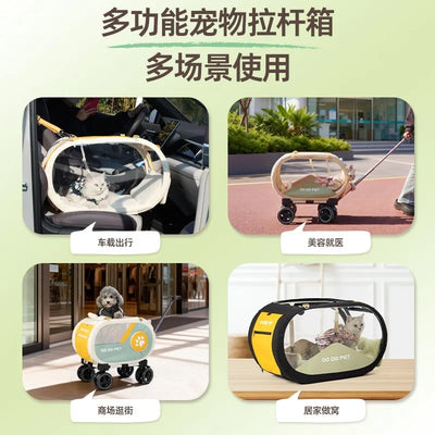 Valise de Transport pour Chien et Chat Pliable à Roulettes