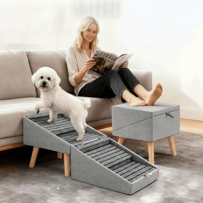 Rampe Escalier pour Chien Pliable 2-en-1 Tabouret Canapé 80 cm