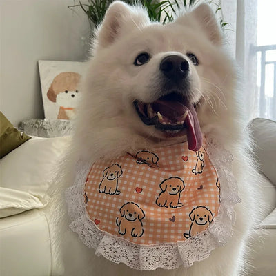 Bandana Chien Vichy Dentelle Grand Foulard