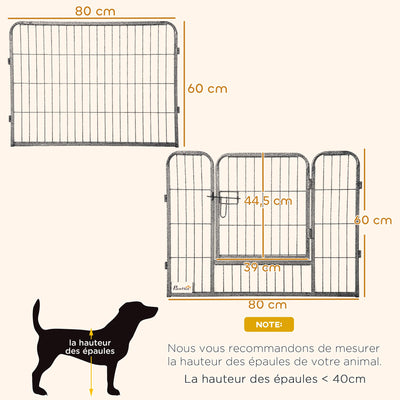 PawHut Parc Chien 16 Panneaux Modulable Acier 60 cm