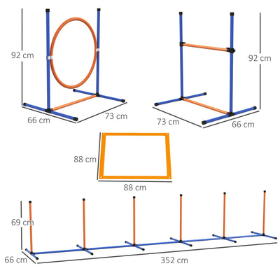 Kit d'Agility Chien PawHut 4 Pièces Orange et Bleu