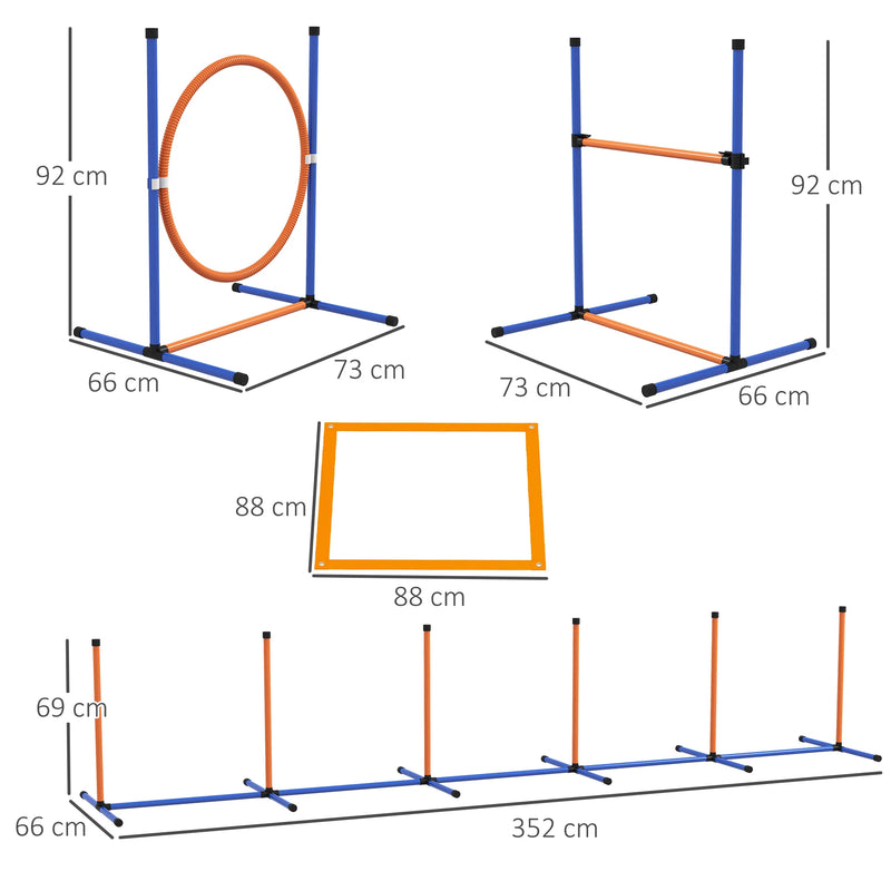 Kit d'Agility Chien PawHut 4 Pièces Orange et Bleu