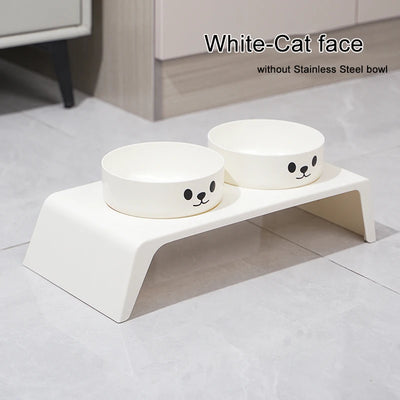 Gamelle Surélevée Petit Chien Chat Double Bol Socle Blanc