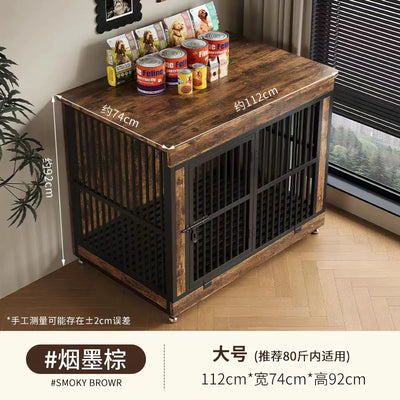Cage pour Chien Meuble Bois Double Porte Métal