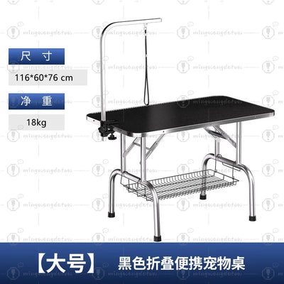 Table de Toilettage Pliable 116 cm avec Potence pour Chien