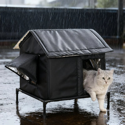 Niche Extérieure Isolée Aluminium Noire pour Chiot et Chat