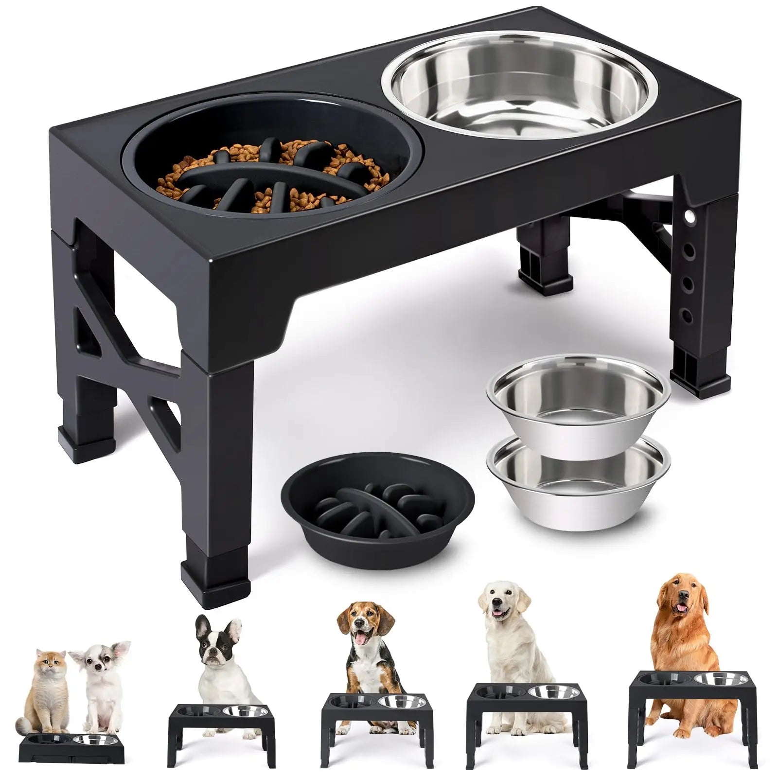 Gamelle Surélevée Réglable 5 Hauteurs Double Bol Gros Chien