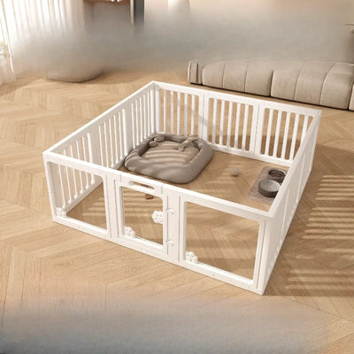 Parc pour Chien Intérieur Modulable Blanc avec Porte Verrouillable