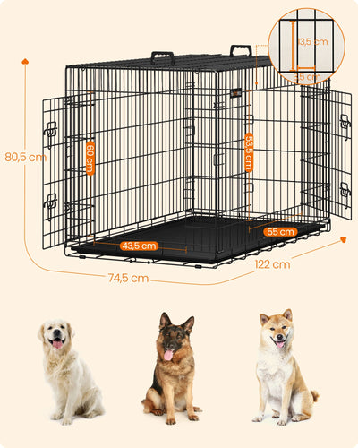 Cage pour Chien Feandrea Pliable 2 Portes 122 cm