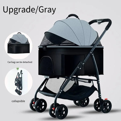 Poussette pour Chien 3 en 1 Pliable Jusqu'à 15 kg