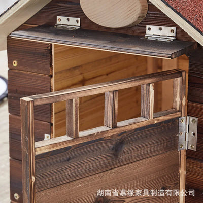 Niche Chien Extérieur en Bois Massif Carbonisé Toit Bitumé