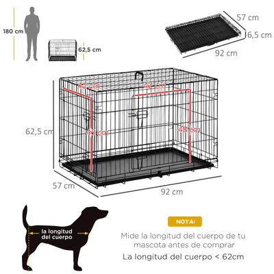 Cage de Transport Pliable PawHut 92 cm pour Chien