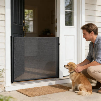 Barrière Chien Intérieur Rétractable Sans Outil Noire ou Blanche