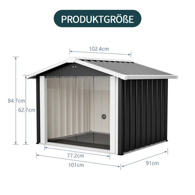 Niche Chien Extérieur Acier Anthracite 102x91x84 cm Rideau PVC
