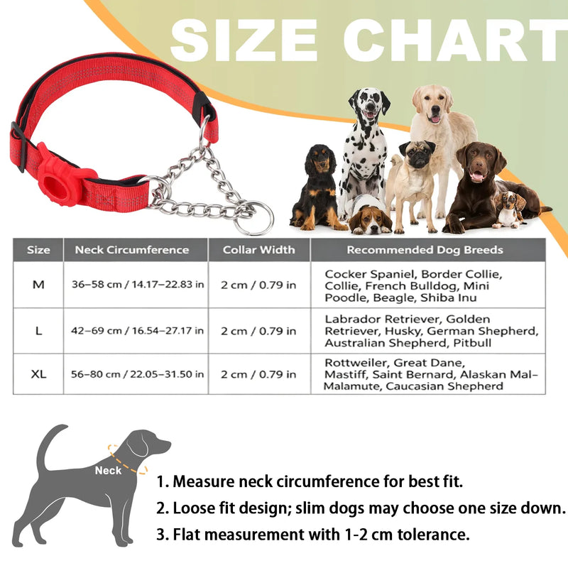 Collier Anti-Traction Réfléchissant Support AirTag pour Chien