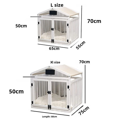 Niche d'Intérieur Cage pour Chien en Bois Massif Double Porte