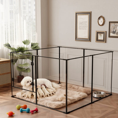Parc pour Chien Acrylique Transparent 8 Panneaux 122 cm
