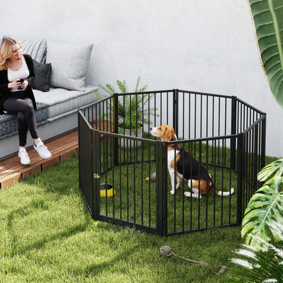 Parc pour Chien PawHut 8 Panneaux Pliable Métal Noir