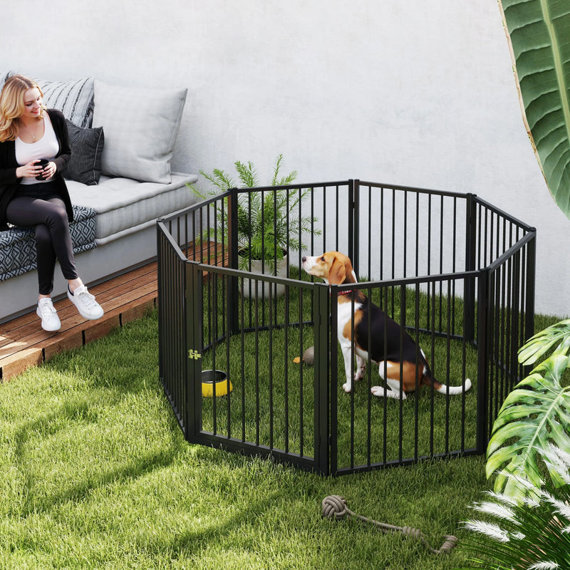 Parc pour Chien PawHut 8 Panneaux Pliable Métal Noir