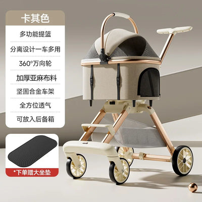 Poussette pour Chien de Luxe 3 en 1 Nacelle Détachable