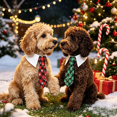 Collier Cravate de Noël Rouge et Vert Chien