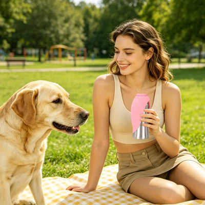 Gamelle de Voyage Chien Bouteille d'Eau Inox Portable