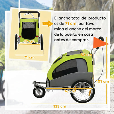 Remorque Vélo PawHut 2-en-1 Chien 20 kg Suspension