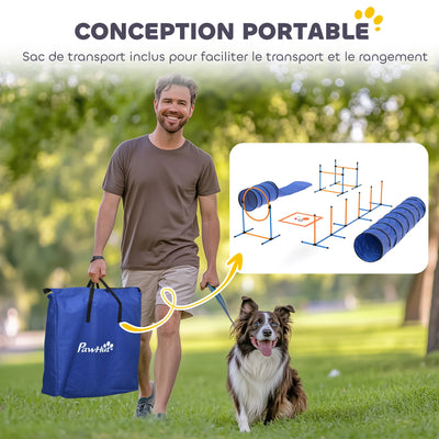 Kit d'Agility Chien PawHut 11 Pièces avec 2 Tunnels