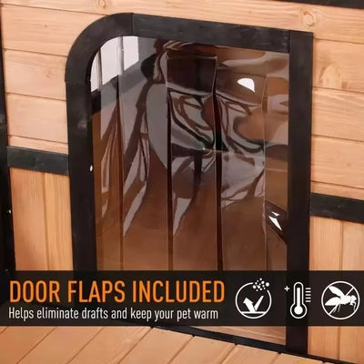 Niche Chien Extérieur Bois Double avec Terrasse 150 cm