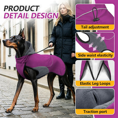 Manteau Imperméable Coupe-Vent Capuche Doublé Polaire Grand Chien
