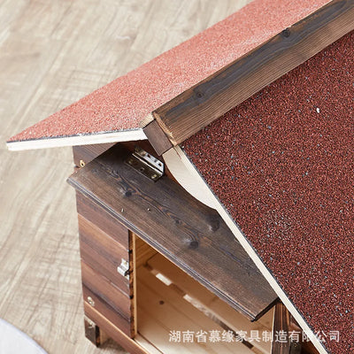Niche Chien Extérieur en Bois Massif Carbonisé Toit Bitumé