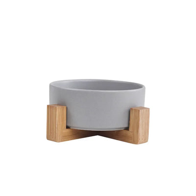 Gamelle Surélevée Chien Céramique Support Bois Six Coloris