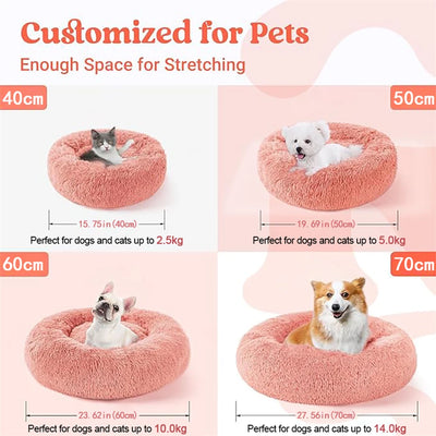Panier Donut Fausse Fourrure pour Petit et Moyen Chien