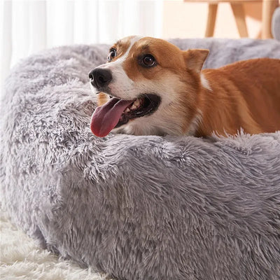 Panier Rond Donut Fibre Longue pour Chien 40 à 110 cm