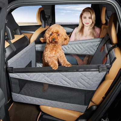 Siège Voiture pour Chien Rehaussé Étanche avec Sangle Sécurité