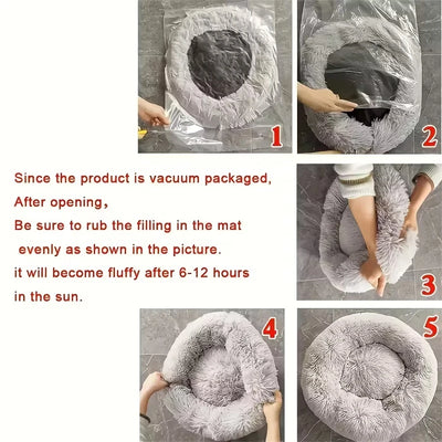 Panier Donut Fausse Fourrure pour Petit et Moyen Chien
