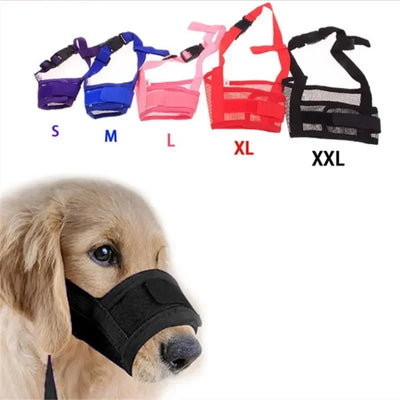 Muselière Chien Nylon Réglable Anti-Morsure Clip Rapide