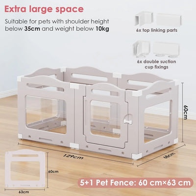 Parc Pliable Chien 6 ou 8 Panneaux 60 cm Ventouses