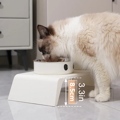 Gamelle Surélevée Petit Chien Chat Double Bol Socle Blanc
