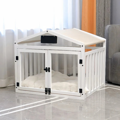 Niche d'Intérieur Cage pour Chien en Bois Massif Double Porte