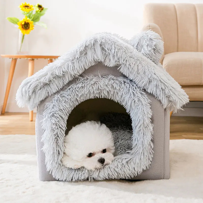 Niche d'Intérieur pour Chien Moelleuse à Toit Doux 6 Coloris