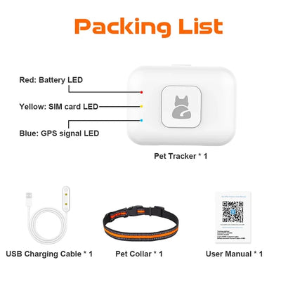 Traceur GPS 4G Chien Étanche IP67 LED et Podomètre