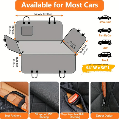 Hamac Voiture pour Chien 600D Étanche Protège-Coffre 137x147 cm
