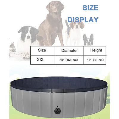 Piscine pour Chien Grande Taille 160 cm PVC Gris