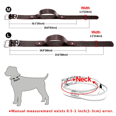 Collier Cuir Véritable à Poignée pour Gros Chien