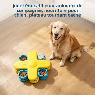 Jouet Interactif Chien Plateau Rotatif Jaune Cachette Friandises