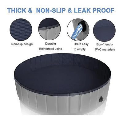 Piscine pour Chien Grande Taille 160 cm PVC Gris