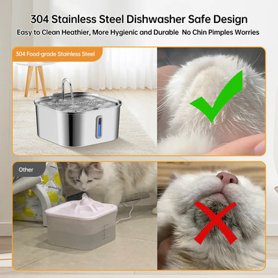 Fontaine à Eau Inox 7 L Silencieuse pour Gros Chien
