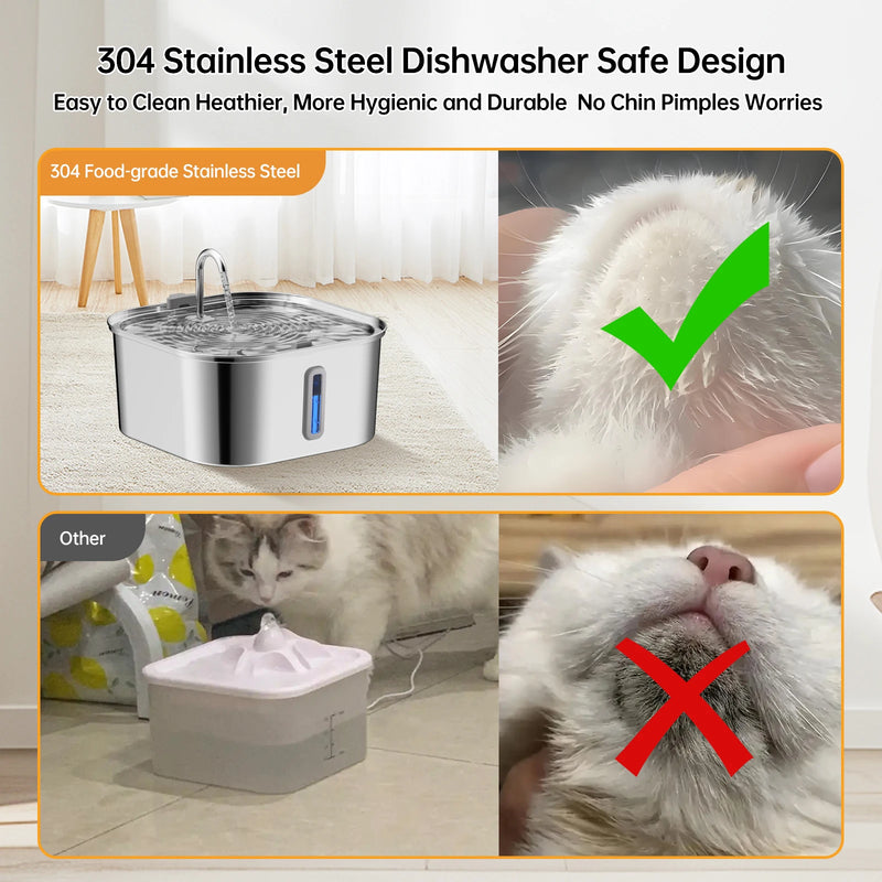 Fontaine à Eau Inox 7 L Silencieuse pour Gros Chien